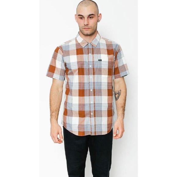 Brixton Other - Brixton Charter Short Sleeve Shirt Brown & Cream Plaid Men’s Size Large